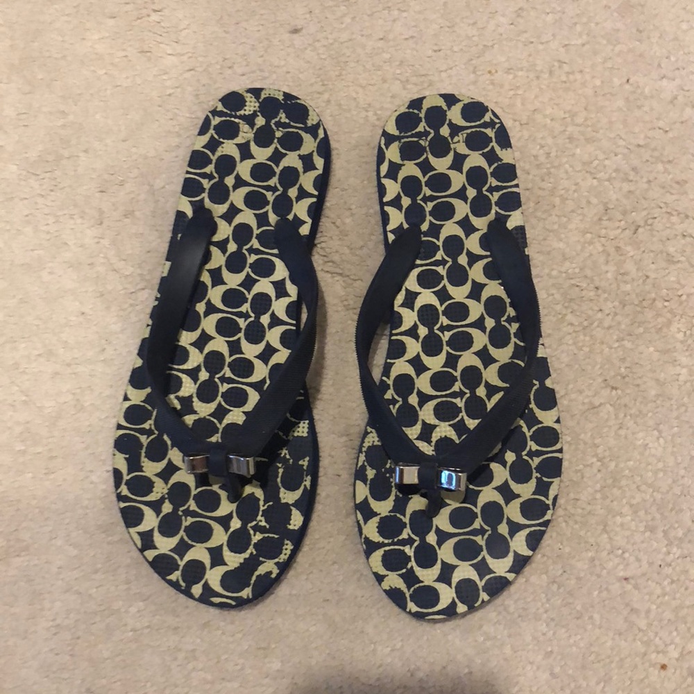 Coach flip flops, navy, 7